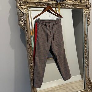 Topman Checkered Men's Dress Pants in Red and Gray